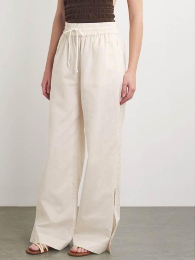 New Frame Lounge Wide-Leg Drawstring Trousers Pants. Cotton Linen Blend. Size M